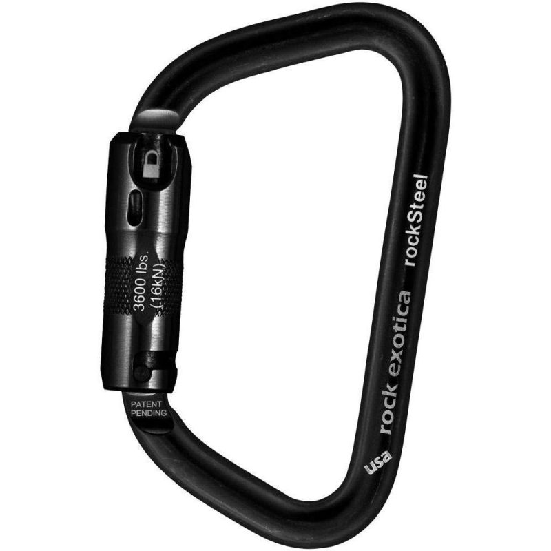 RockSteel Auto-Lock Black Carabiner Rock Exotica - Elevated Climbing