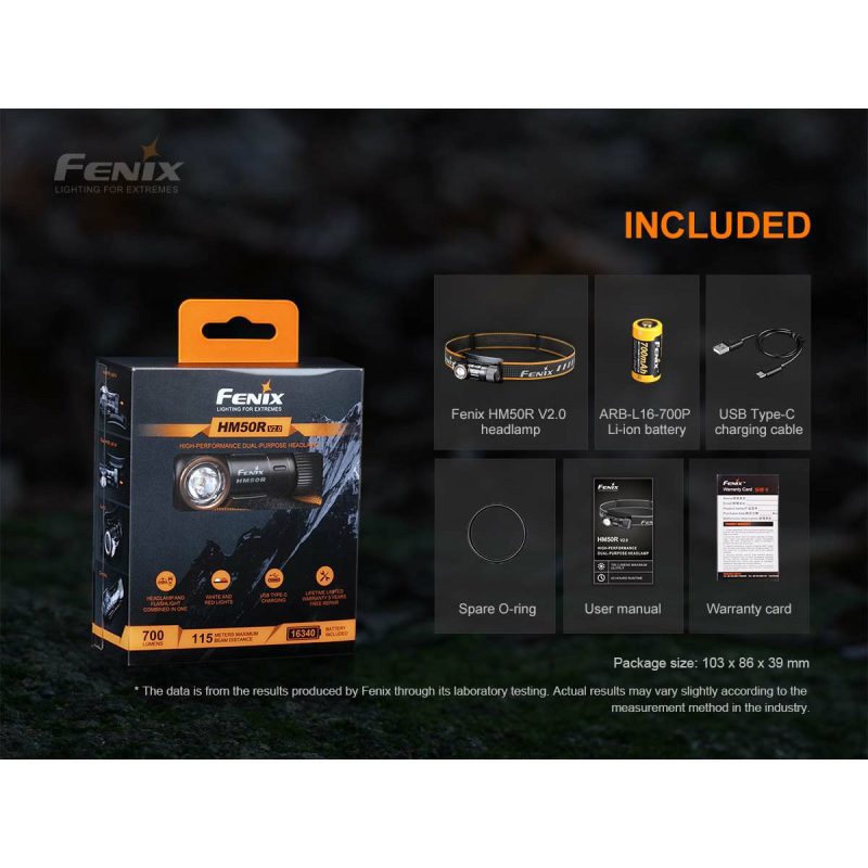 fenix HM50RV2 headlamp included